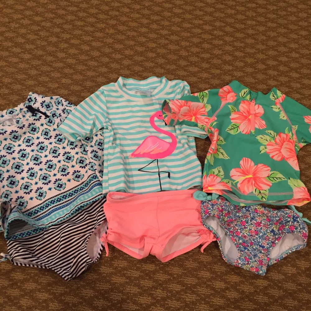 Set of 3 Swim suits size 18 months tops & bottoms
